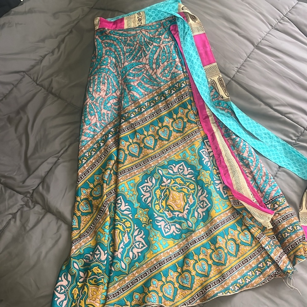 🚨MOVING SALE: Reversible Bohemian Multi-Color Wrap Skirt